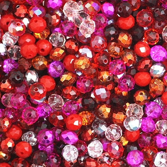 Red multicolored Austria faceted crystal glass beads charm bracelet, handmade. - Picture 7 of 8